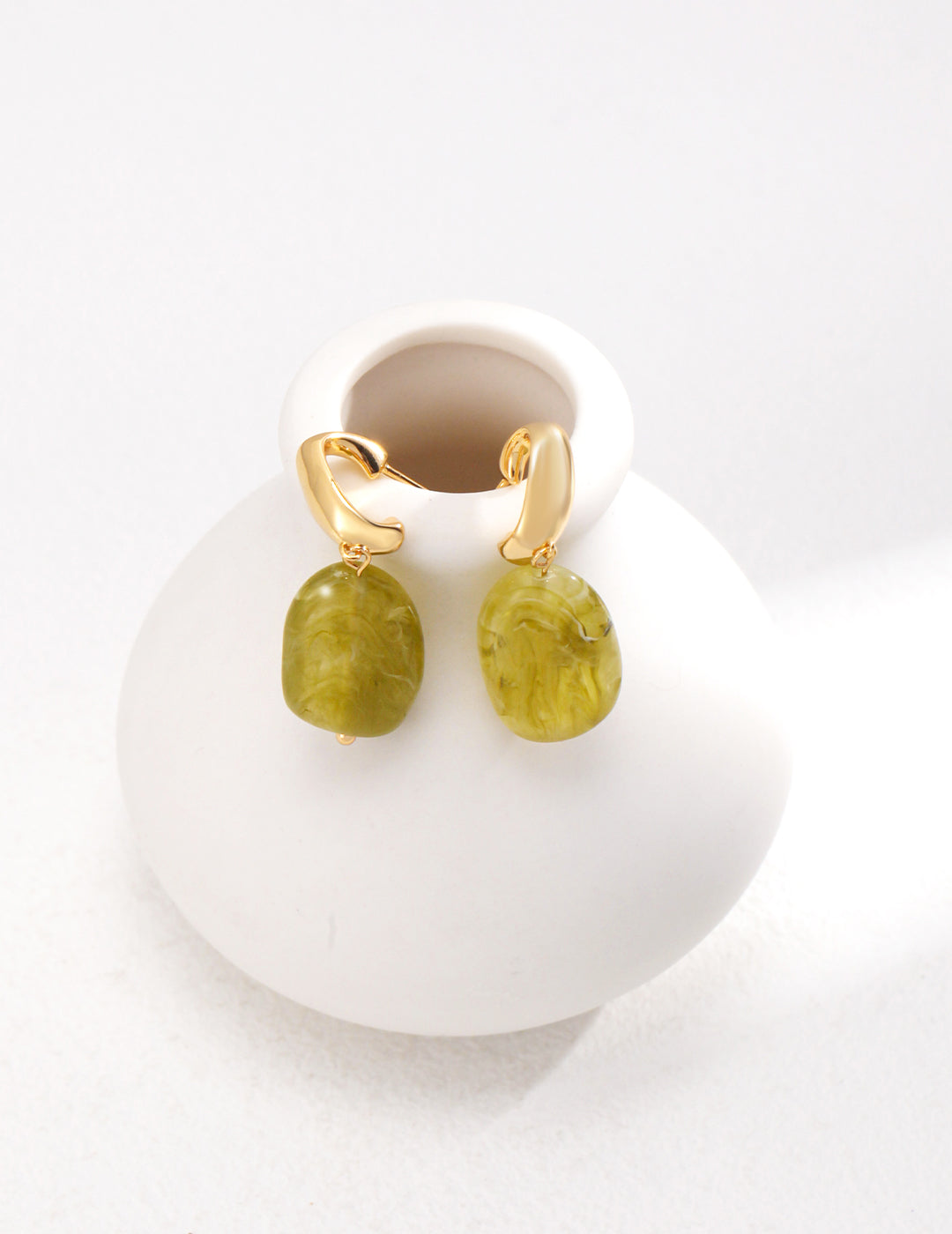 Green resin earrings